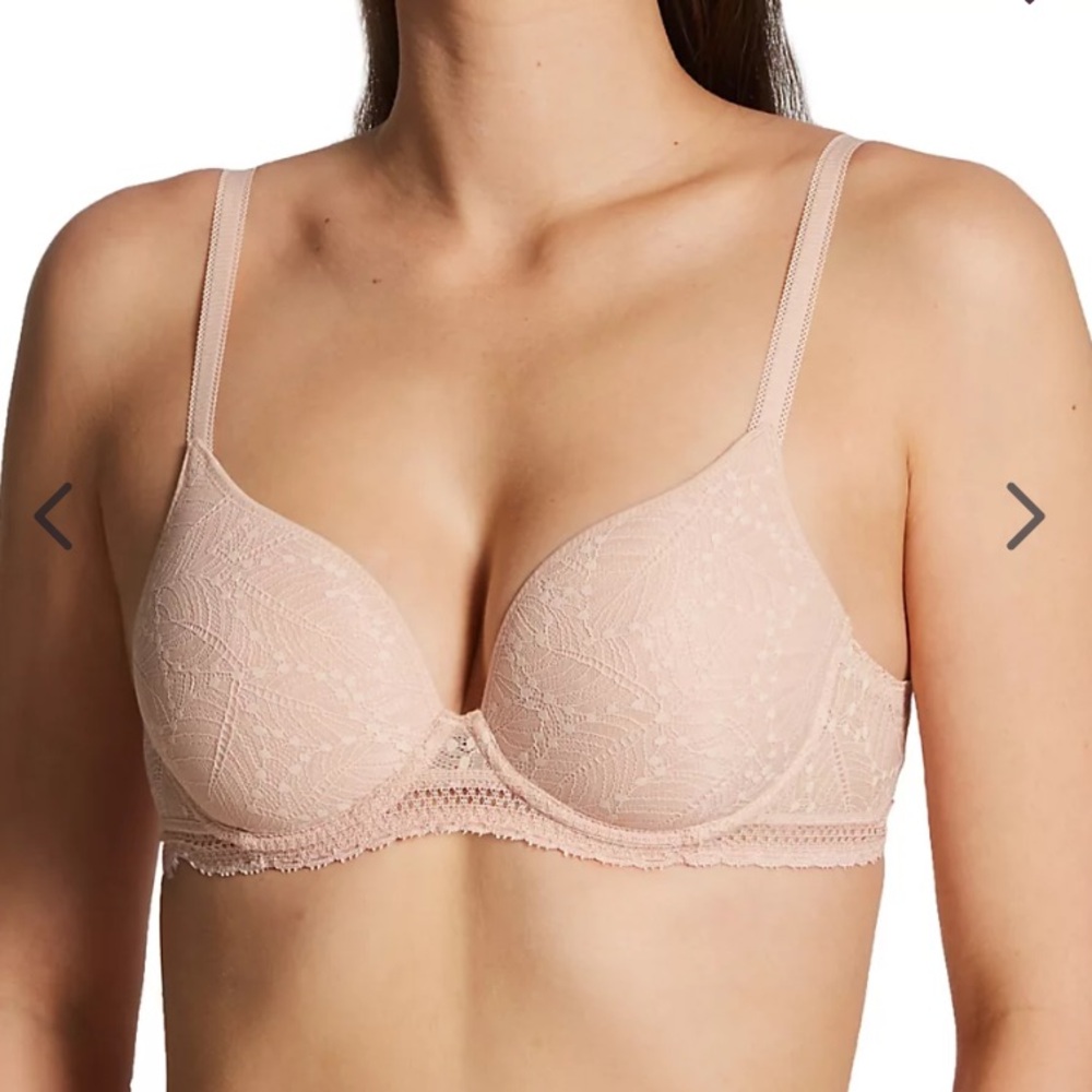 Simone Perele Comete 3D Plunge Underwire Spacer Bra in Pinky Sand Lace New w Tag